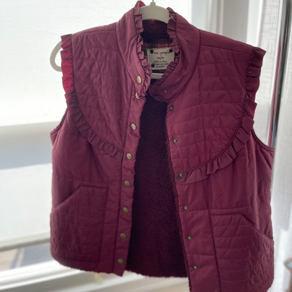Free People Ruffle Trim Vest s M
